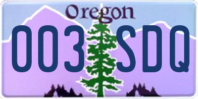 OR license plate 003SDQ