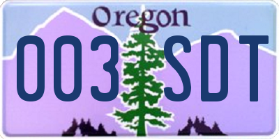 OR license plate 003SDT