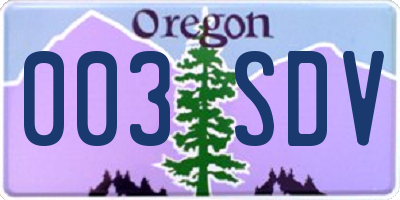 OR license plate 003SDV