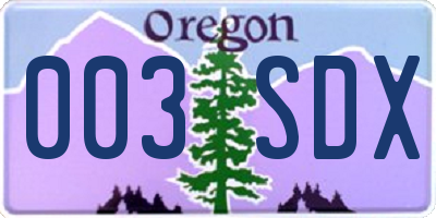 OR license plate 003SDX