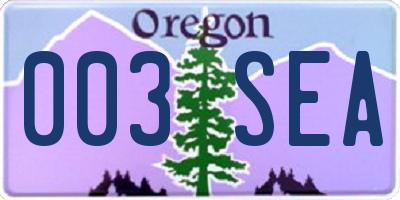 OR license plate 003SEA