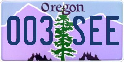 OR license plate 003SEE