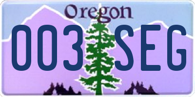 OR license plate 003SEG