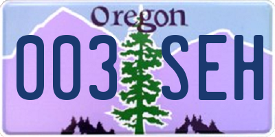 OR license plate 003SEH