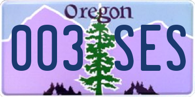 OR license plate 003SES