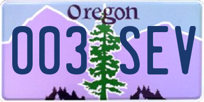 OR license plate 003SEV