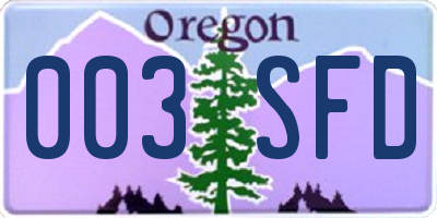 OR license plate 003SFD
