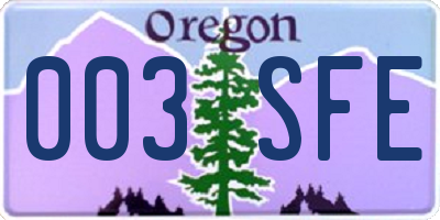 OR license plate 003SFE