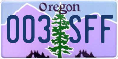 OR license plate 003SFF