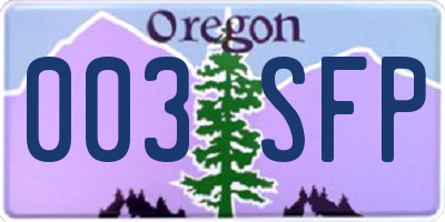 OR license plate 003SFP