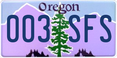 OR license plate 003SFS