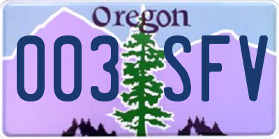 OR license plate 003SFV