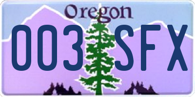 OR license plate 003SFX