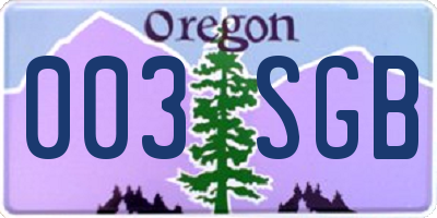 OR license plate 003SGB