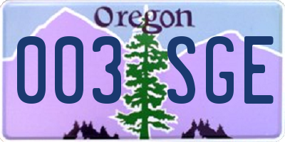 OR license plate 003SGE