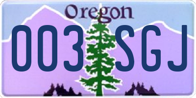 OR license plate 003SGJ