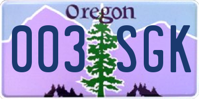 OR license plate 003SGK