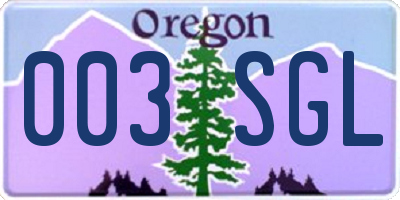 OR license plate 003SGL