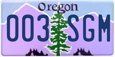 OR license plate 003SGM