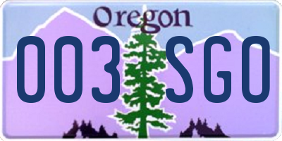 OR license plate 003SGO