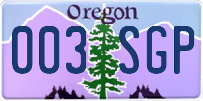OR license plate 003SGP
