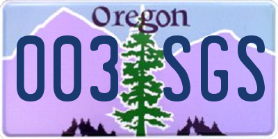 OR license plate 003SGS