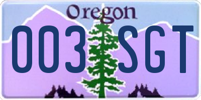 OR license plate 003SGT