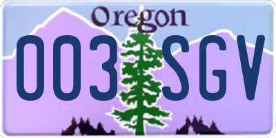 OR license plate 003SGV