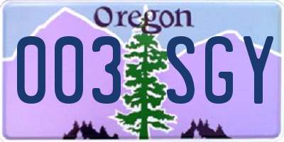 OR license plate 003SGY