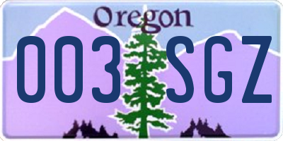 OR license plate 003SGZ