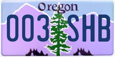 OR license plate 003SHB