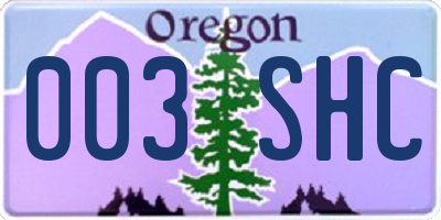 OR license plate 003SHC