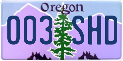 OR license plate 003SHD