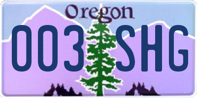 OR license plate 003SHG