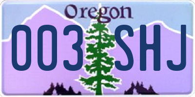 OR license plate 003SHJ