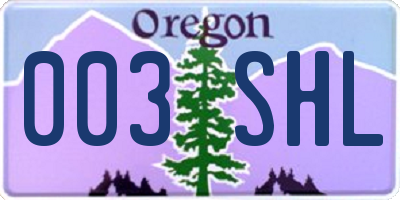 OR license plate 003SHL