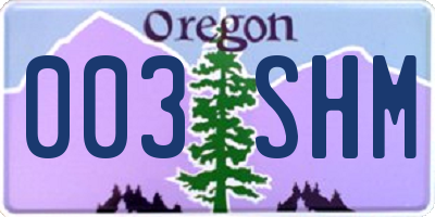 OR license plate 003SHM