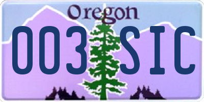 OR license plate 003SIC