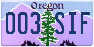 OR license plate 003SIF
