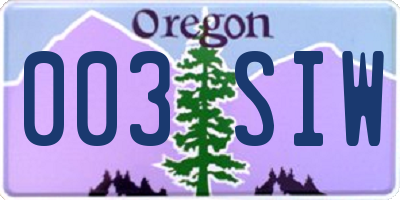 OR license plate 003SIW