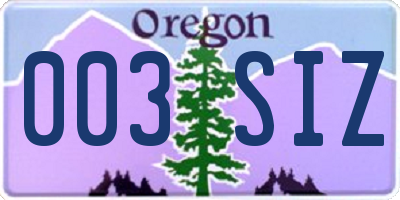 OR license plate 003SIZ