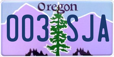 OR license plate 003SJA