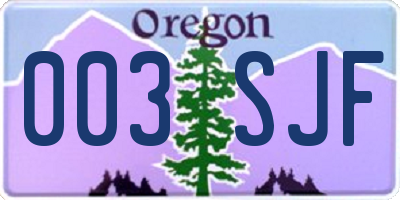 OR license plate 003SJF