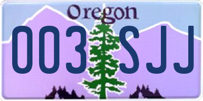 OR license plate 003SJJ