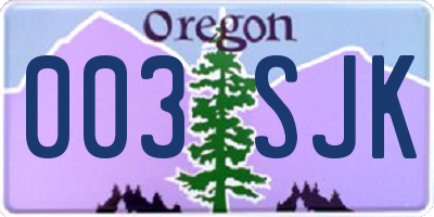 OR license plate 003SJK