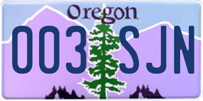 OR license plate 003SJN