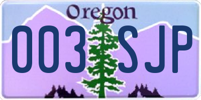 OR license plate 003SJP