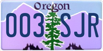 OR license plate 003SJR