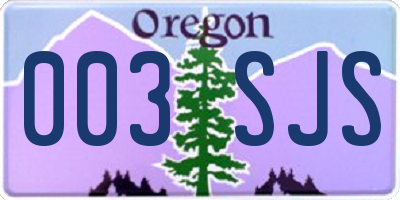 OR license plate 003SJS