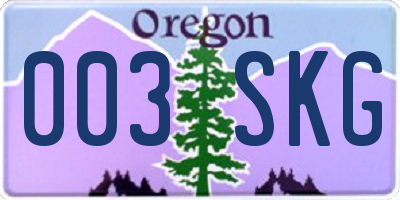 OR license plate 003SKG